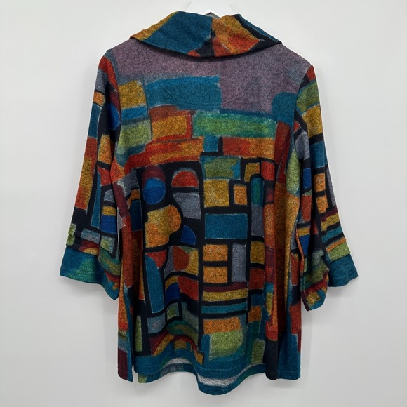 Ali Miles Brushed Knit Top Shirt Size Large 3/4 Sleeve‎ Cowl Neck Artsy Boho New - Picture 10 of 16